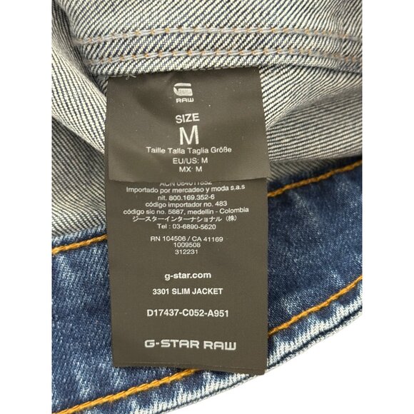G-Star Raw Denim Jacket Elto Pure Stretch Slim Blue Button-Up Size M NEW - Picture 5 of 8